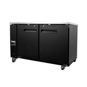 MoTak MBB-2D-60-X 58-7/8" Bar Refrigerator - 2 Swinging Solid Doors, Black, 115v