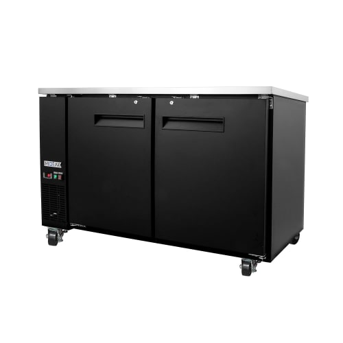 MoTak MBB-2D-60-X 58-7/8" Bar Refrigerator - 2 Swinging Solid Doors, Black, 115v