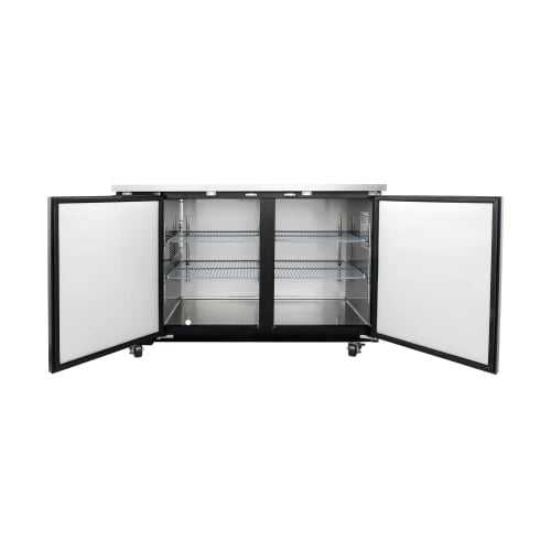 MoTak MBB-2D-60-X 58-7/8" Bar Refrigerator - 2 Swinging Solid Doors, Black, 115v