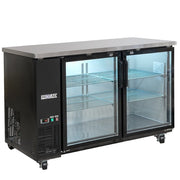 MoTak MBB-2D-60-G-X 58 7/8" Bar Refrigerator - 2 Swinging Glass Doors, Black, 115v
