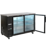 MoTak MBB-2D-60-G-X 58 7/8" Bar Refrigerator - 2 Swinging Glass Doors, Black, 115v