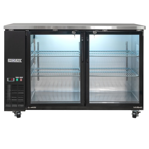 MoTak MBB-2D-60-G-X 58 7/8" Bar Refrigerator - 2 Swinging Glass Doors, Black, 115v