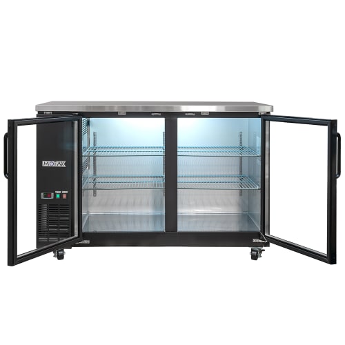 MoTak MBB-2D-60-G-X 58 7/8" Bar Refrigerator - 2 Swinging Glass Doors, Black, 115v