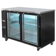 MoTak MBB-2D-60-G-X 58 7/8" Bar Refrigerator - 2 Swinging Glass Doors, Black, 115v