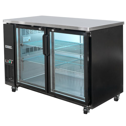 MoTak MBB-2D-60-G-X 58 7/8" Bar Refrigerator - 2 Swinging Glass Doors, Black, 115v