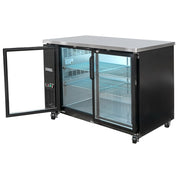 MoTak MBB-2D-60-G-X 58 7/8" Bar Refrigerator - 2 Swinging Glass Doors, Black, 115v