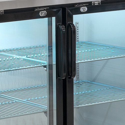 MoTak MBB-2D-60-G-X 58 7/8" Bar Refrigerator - 2 Swinging Glass Doors, Black, 115v
