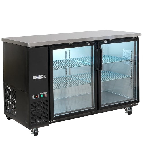 MoTak MBB-2D-60-G-X 58 7/8" Bar Refrigerator - 2 Swinging Glass Doors, Black, 115v
