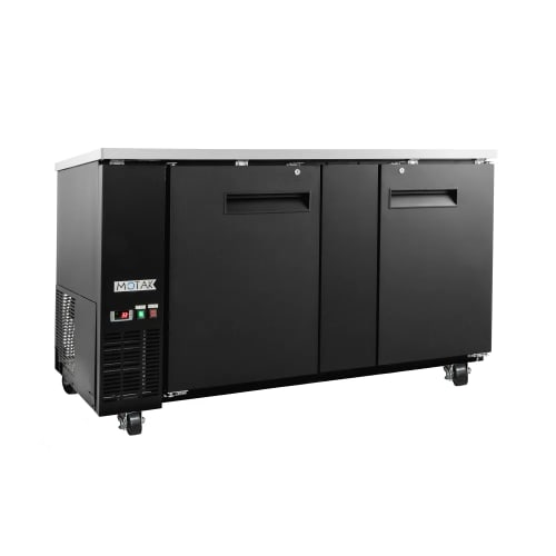MoTak MBB-2D-70-X 69-1/8" Bar Refrigerator - 2 Swinging Solid Doors, Black, 115v