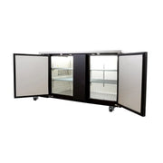 MoTak MBB-2D-70-X 69-1/8" Bar Refrigerator - 2 Swinging Solid Doors, Black, 115v