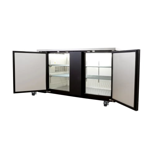 MoTak MBB-2D-70-X 69-1/8" Bar Refrigerator - 2 Swinging Solid Doors, Black, 115v