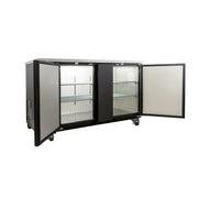MoTak MBB-2D-70-X 69-1/8" Bar Refrigerator - 2 Swinging Solid Doors, Black, 115v