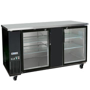 MoTak MBB-2D-70-G-X 69 1/8" Bar Refrigerator - 2 Swinging Glass Doors, Black, 115v