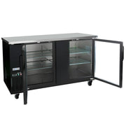 MoTak MBB-2D-70-G-X 69 1/8" Bar Refrigerator - 2 Swinging Glass Doors, Black, 115v