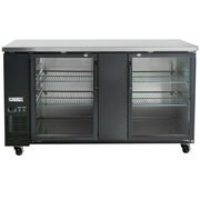 MoTak MBB-2D-70-G-X 69 1/8" Bar Refrigerator - 2 Swinging Glass Doors, Black, 115v