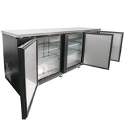 MoTak MBB-3D-90-X 90 3/8" Bar Refrigerator - 3 Swinging Solid Doors, Black, 115v