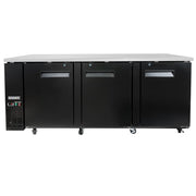MoTak MBB-3D-90-X 90 3/8" Bar Refrigerator - 3 Swinging Solid Doors, Black, 115v