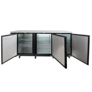 MoTak MBB-3D-90-X 90 3/8" Bar Refrigerator - 3 Swinging Solid Doors, Black, 115v
