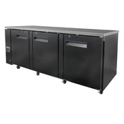 MoTak MBB-3D-90-X 90 3/8" Bar Refrigerator - 3 Swinging Solid Doors, Black, 115v