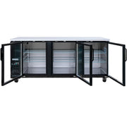 MoTak MBB-3D-90-G-X 90 3/8" Bar Refrigerator - 3 Swinging Glass Doors, Black, 115v