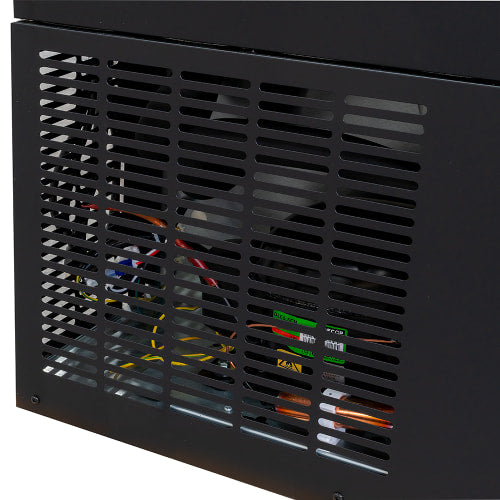 MoTak MBB-3D-90-G-X 90 3/8" Bar Refrigerator - 3 Swinging Glass Doors, Black, 115v