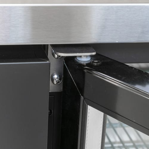 MoTak MBB-3D-90-G-X 90 3/8" Bar Refrigerator - 3 Swinging Glass Doors, Black, 115v