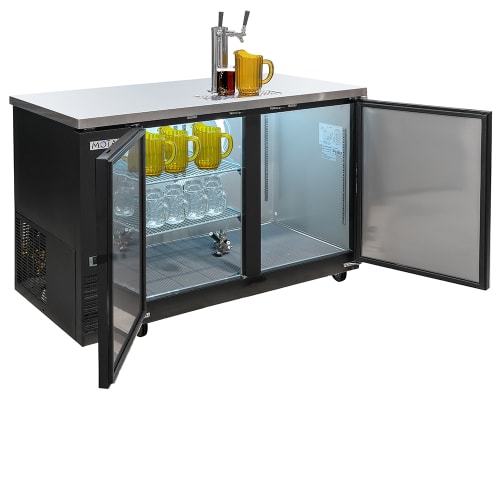 MoTak MBCBD-2-X 58 7/8" Kegerator Beer Dispenser w/ (2) Keg Capacity - (1) Column, Black, 115v