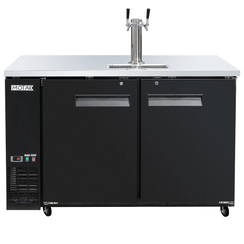 MoTak MBCBD-2-X 58 7/8" Kegerator Beer Dispenser w/ (2) Keg Capacity - (1) Column, Black, 115v