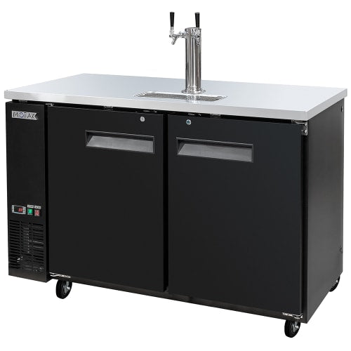 MoTak MBCBD-2-X 58 7/8" Kegerator Beer Dispenser w/ (2) Keg Capacity - (1) Column, Black, 115v