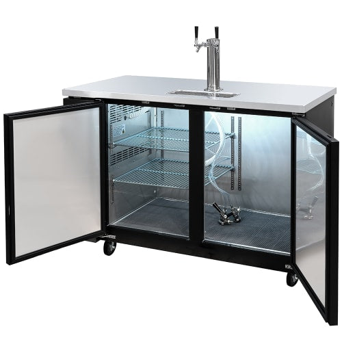 MoTak MBCBD-2-X 58 7/8" Kegerator Beer Dispenser w/ (2) Keg Capacity - (1) Column, Black, 115v