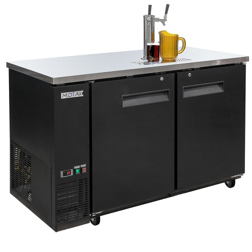 MoTak MBCBD-2-X 58 7/8" Kegerator Beer Dispenser w/ (2) Keg Capacity - (1) Column, Black, 115v