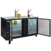 MoTak MBCBD-3-X 69 1/8" Kegerator Beer Dispenser w/ (2) Keg Capacity - (2) Column, Black, 115v