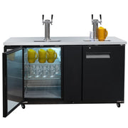 MoTak MBCBD-3-X 69 1/8" Kegerator Beer Dispenser w/ (2) Keg Capacity - (2) Column, Black, 115v