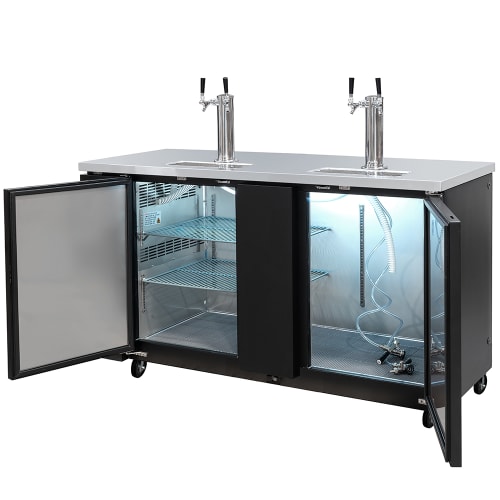 MoTak MBCBD-3-X 69 1/8" Kegerator Beer Dispenser w/ (2) Keg Capacity - (2) Column, Black, 115v