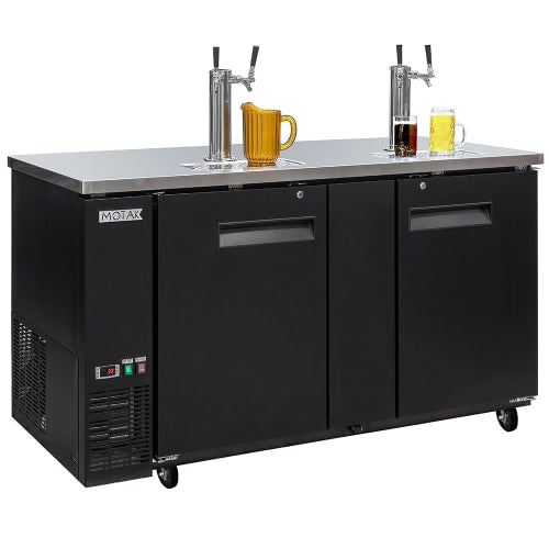 MoTak MBCBD-3-X 69 1/8" Kegerator Beer Dispenser w/ (2) Keg Capacity - (2) Column, Black, 115v