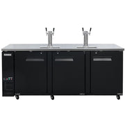 MoTak MBCBD-4-X 90 3/8" Kegerator Beer Dispenser w/ (3) Keg Capacity - (2) Column, Black, 115v