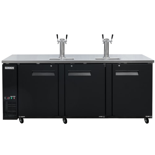 MoTak MBCBD-4-X 90 3/8" Kegerator Beer Dispenser w/ (3) Keg Capacity - (2) Column, Black, 115v