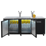 MoTak MBCBD-4-X 90 3/8" Kegerator Beer Dispenser w/ (3) Keg Capacity - (2) Column, Black, 115v