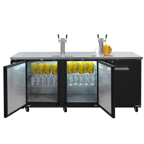 MoTak MBCBD-4-X 90 3/8" Kegerator Beer Dispenser w/ (3) Keg Capacity - (2) Column, Black, 115v
