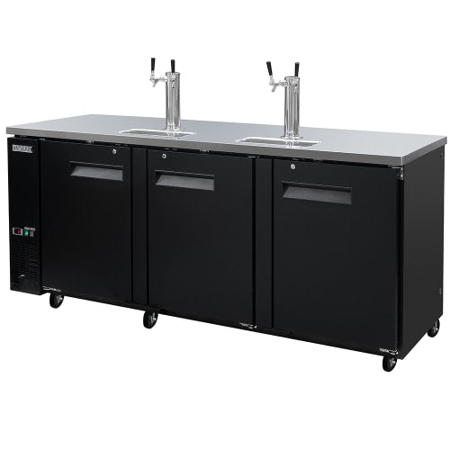 MoTak MBCBD-4-X 90 3/8" Kegerator Beer Dispenser w/ (3) Keg Capacity - (2) Column, Black, 115v