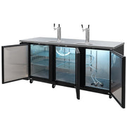 MoTak MBCBD-4-X 90 3/8" Kegerator Beer Dispenser w/ (3) Keg Capacity - (2) Column, Black, 115v