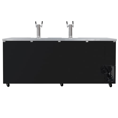 MoTak MBCBD-4-X 90 3/8" Kegerator Beer Dispenser w/ (3) Keg Capacity - (2) Column, Black, 115v