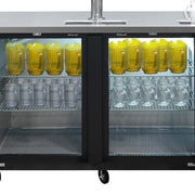 MoTak MBCBD-4-X 90 3/8" Kegerator Beer Dispenser w/ (3) Keg Capacity - (2) Column, Black, 115v