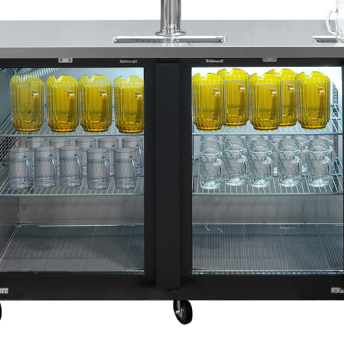 MoTak MBCBD-4-X 90 3/8" Kegerator Beer Dispenser w/ (3) Keg Capacity - (2) Column, Black, 115v