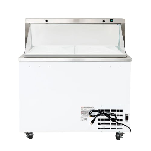 MoTak MDC18-X 47" Mobile Ice Cream Dipping Cabinet w/ 12 Tub Capacity - White, 115v
