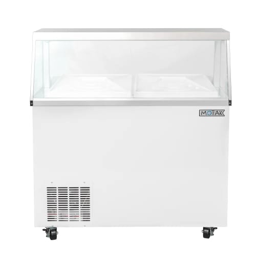 MoTak MDC18-X 47" Mobile Ice Cream Dipping Cabinet w/ 12 Tub Capacity - White, 115v