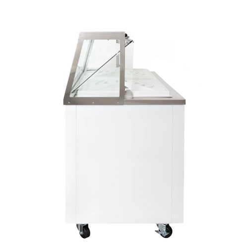 MoTak MDC18-X 47" Mobile Ice Cream Dipping Cabinet w/ 12 Tub Capacity - White, 115v