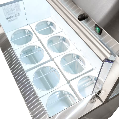 MoTak MDC18-X 47" Mobile Ice Cream Dipping Cabinet w/ 12 Tub Capacity - White, 115v
