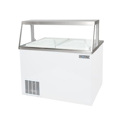 MoTak MDC18-X 47" Mobile Ice Cream Dipping Cabinet w/ 12 Tub Capacity - White, 115v