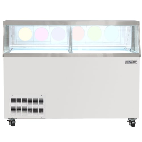 MoTak MDC26-X 67 3/4" Mobile Ice Cream Dipping Cabinet w/ 20 Tub Capacity - White, 115v